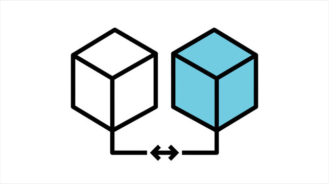 Digital Twin Vector Icon - Virtual Replication Technology Minimalist Outline