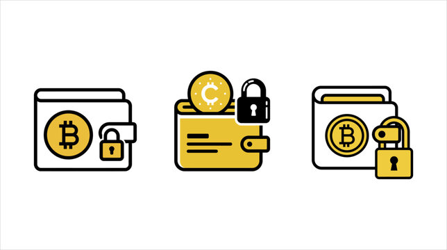 Crypto Wallet Vector Icon - Digital Cryptocurrency Wallet Minimalist Outline