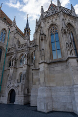 Obraz premium Church of the Assumption of the Buda Castle or Matthias Church or Coronation Church of Buda is catholic church in Holy Trinity square in Buda Castle District, Budapest, Hungary. Vertical image
