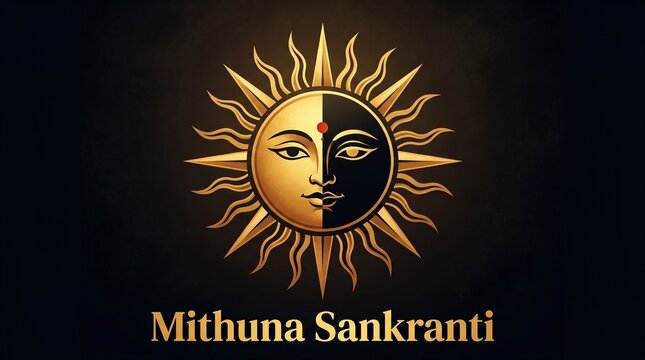 Mithuna Sankranti Sun and Moon Festive Art