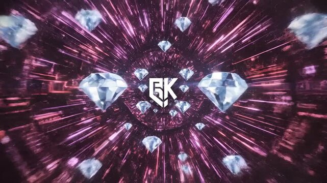 Abstract Diamond Tunnel Motion Graphics with GK Logo.