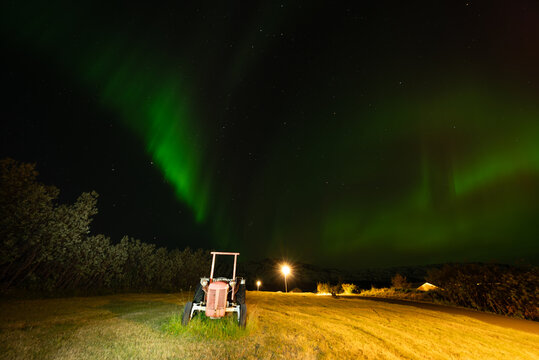 Aurora Borealis on island of Hrisey in Iceland