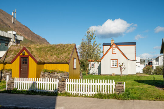 Town of Olafsfjordur in north Iceland
