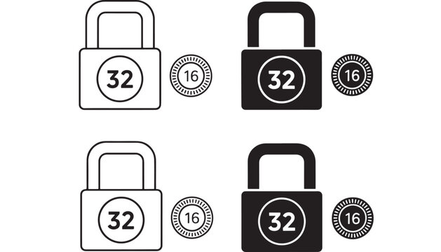 Padlocks in a Row with Security Lock Icon, Pin Key Numbers and Lockout Concept on White Background Featuring Padlock, Access Control, Encryption With