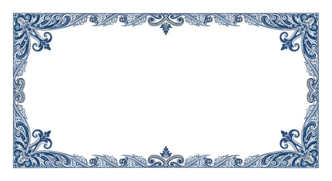 Elegant ornate decorative frame border design isolated on white background