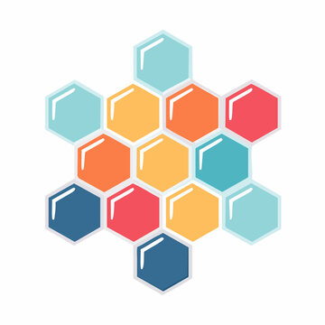 Abstract Hexagonal Pattern with Colorful Cells