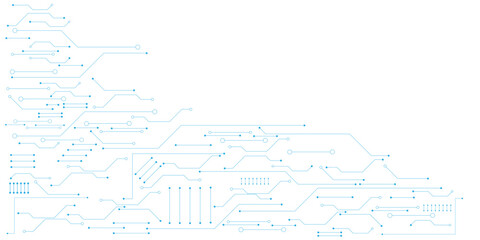 Obraz premium Blue circuit board lines and dots on a white background with transparent background technology
