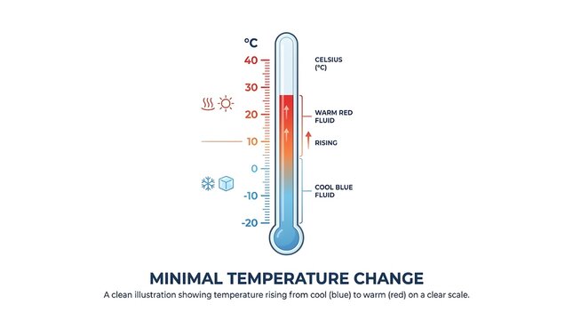 Clean thermometer illustration showing hot and cold temperature levels with minimal infographic style.