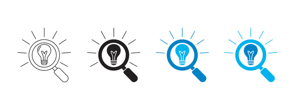 Finding icon set vector, multiple style search discovery and location symbols for navigation and data exploration design