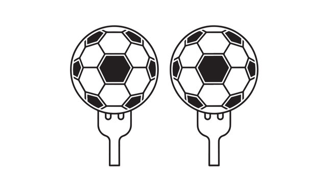 Soccer Balls on Tines Outline Icon on White Background for Sports Equipment, Football Training and Match Theme Design Elements