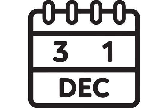 Calendar Icon with Bold Numbers 3 and 1 Plus Letters D E C for December Date Planning and Scheduling