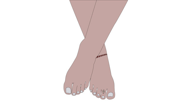 Crossed bare woman feet with anklet