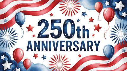 Obraz premium People celebrate 250th anniversary with fireworks and balloons in a festive event