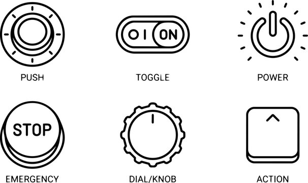 Control Panel and User Interface Button Line Icons Collection