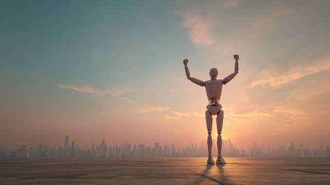 Artificial General Intelligence Robot Success Concept