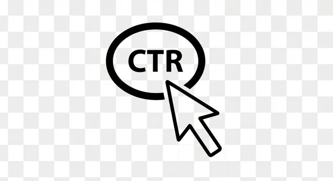 A minimalist vector icon showing a cursor clicking a CTR button