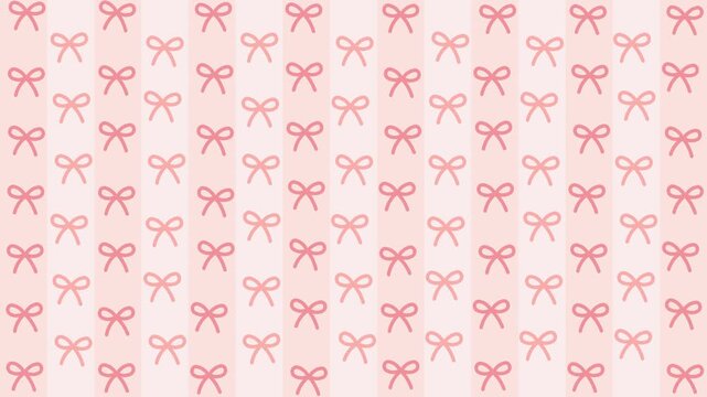 4k footage animation of PINK coquette ribbon seamless pattern with PINK background, Girly bow aesthetic digital design. Christmas, New Year, birthday, wedding, holiday, gift, present, decoration.
