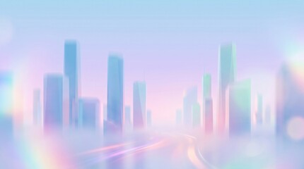Fototapeta premium Abstract financial growth chart with glowing bars in soft pink and blue gradient background