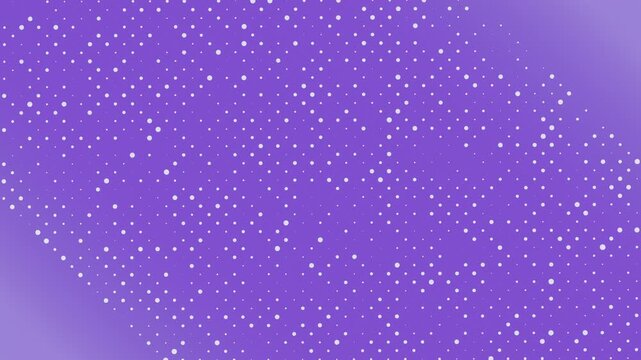 Minimalist seamless loop with shimmering white dots on a purple gradient background. Clean digital matrix simulating a corporate pattern or data network for video backdrops