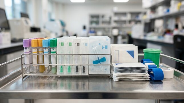 Blood donation day supplies in a lab