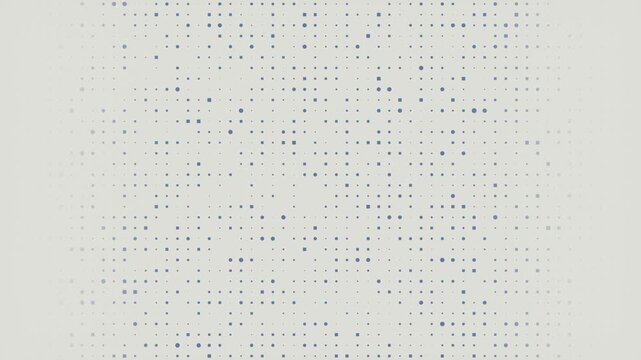 Elegant bright seamless background with a geometric grid of flickering slate blue dots and squares. Minimalist IT pattern simulating a data interface, system code, or blockchain network