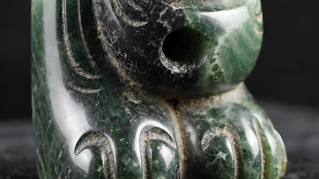 Ancient Jade Carving of a Mythical Creature with Intricate Details.