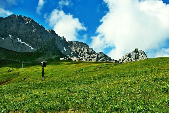 Austrian Alps - view of the mountain Karhorn near the town of Warth in the Lechtal Alps