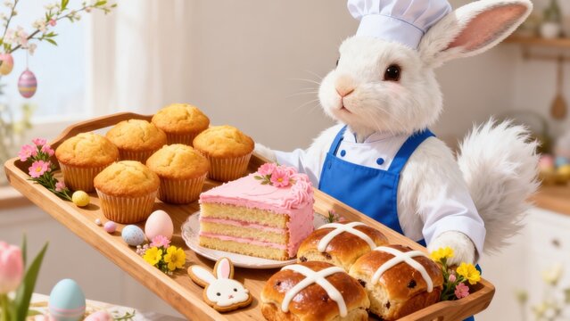 Bunny chef with Easter treats