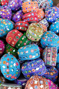 Colorful handmade trinkets displayed in an Istanbul market