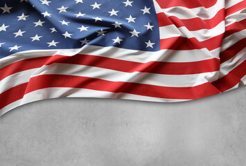 Obraz premium American flag on grey wall 