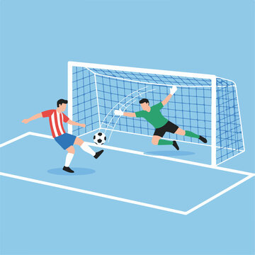 Minimal Soccer Player Kicking Football Flat Vector Illustration