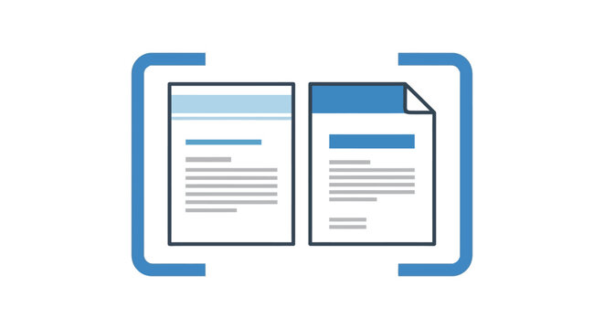 Two Documents With Rounded Corners Flat Vector Icon On White Background