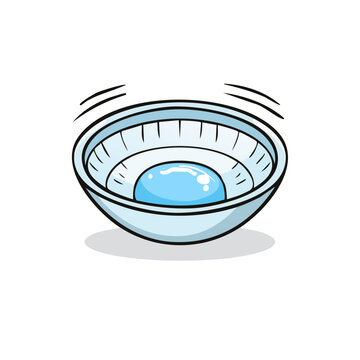 A simple cartoon illustration of a vibrating bowl with a blue liquid splashing in the center