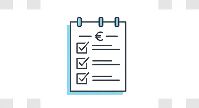 A spiral-bound notepad with a list of checked and unchecked tasks and a currency symbol.