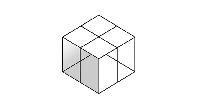 A minimalistic vector illustration of a transparent cube icon in a flat design style