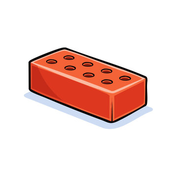 Classic red building brick with distinctive circular perforations on a clean white background