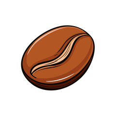 Fototapeta premium Isolated illustration of a single brown coffee bean with a visible groove
