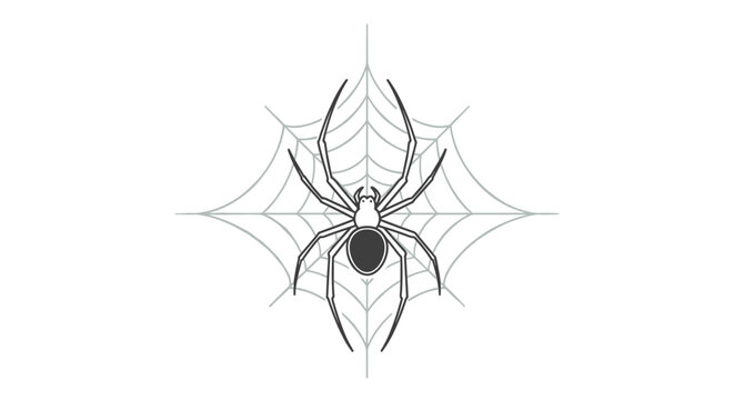 Spider and web illustration on white background