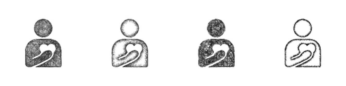 Black and white sketch donor icon design set