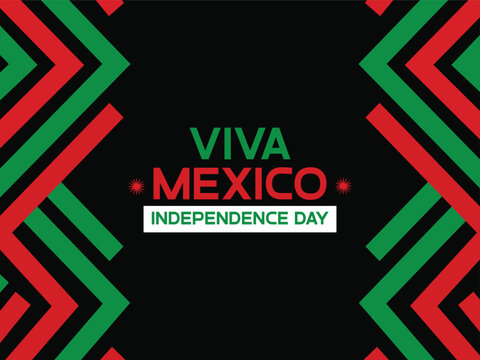 Viva mexico independence day celebration design with geometric patterns in mexican flag colors