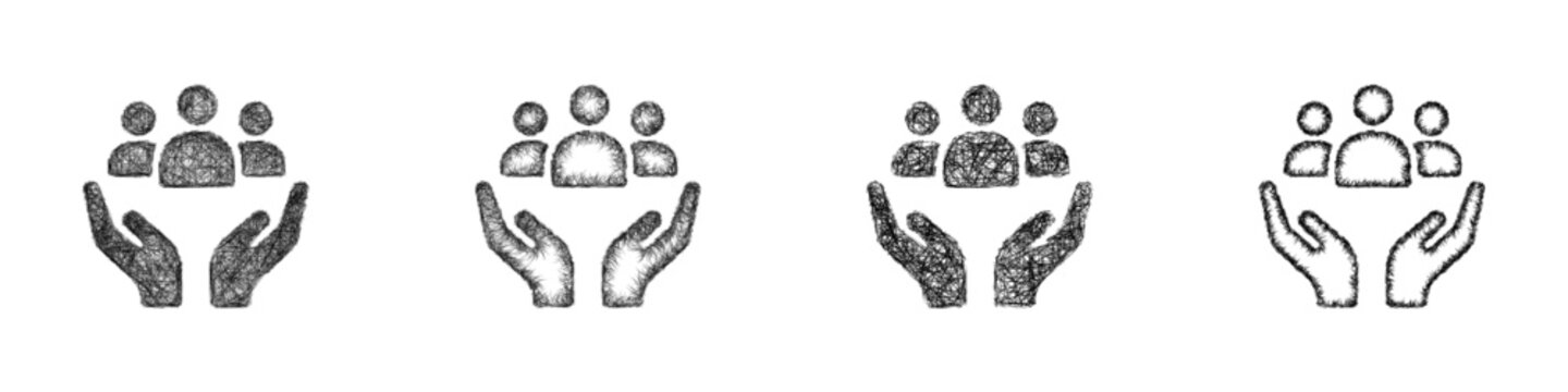 Monochrome sketch nonprofit icon design set