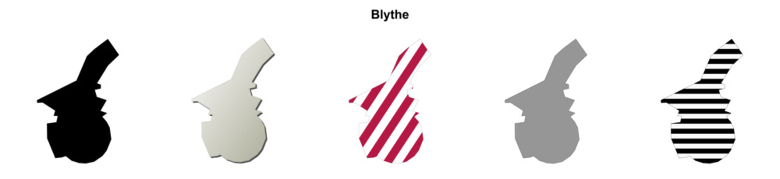 Blythe (Georgia) blank outline map set