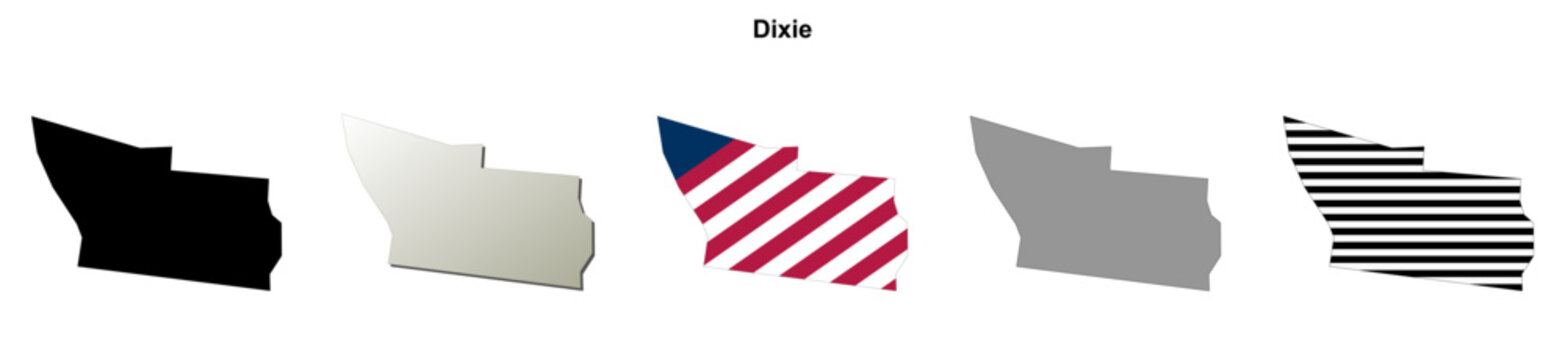 Dixie (Georgia) blank outline map set