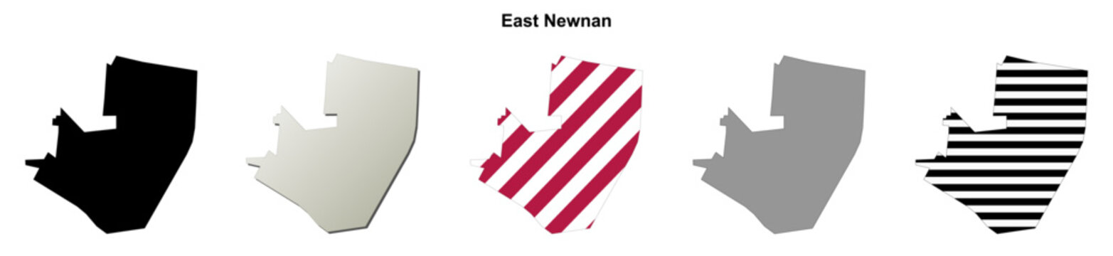 East Newnan (Georgia) blank outline map set
