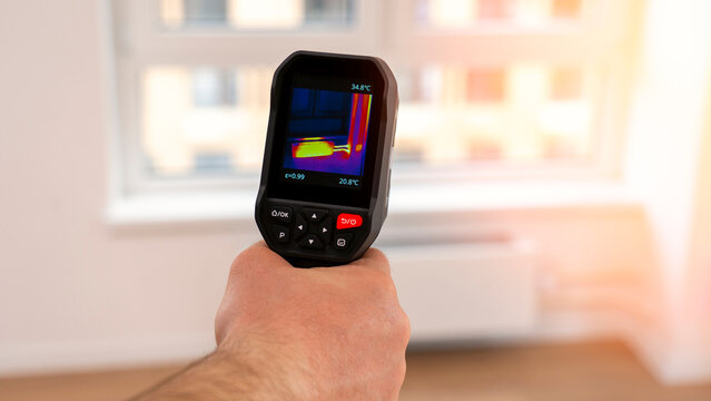 thermal imager for heat leaks. High quality photo