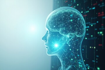 Obraz premium Artificial Intelligence Mind with Neural Network and Digital Data Background