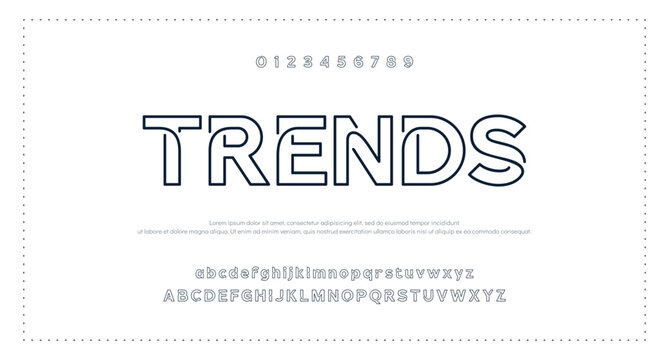 Abstract Modern Double Line alphabet fonts. Typography sport, simple, technology, fashion, digital, future creative logo font. vector illustration