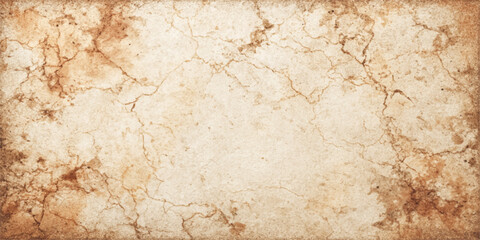 Naklejka premium An ancient vintage parchment paper texture with a stained grunge surface on an old rough brown wood background