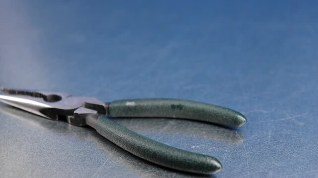 Electrical installation tools for the assembly of electrical equipment. Soft focus. Close-up.