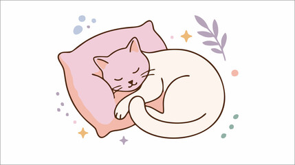 Sleeping Cat Pastel Illustration © Mfaris
